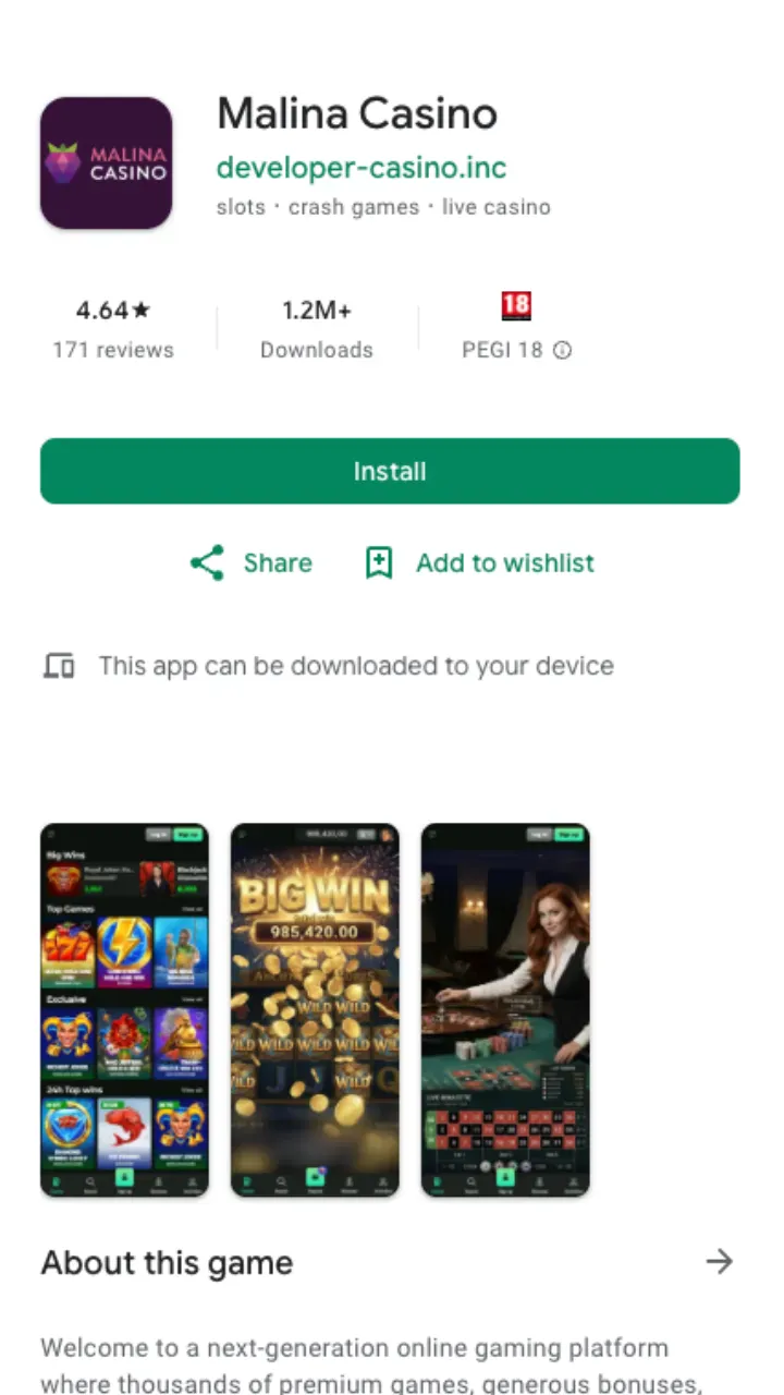 Malina Casino app